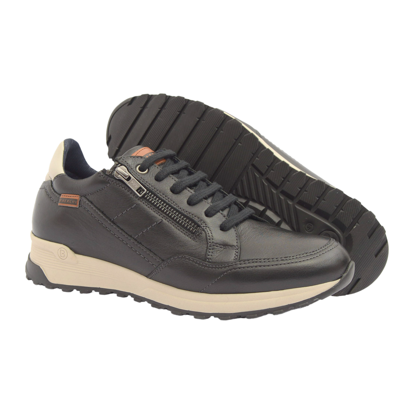 Sneakers Con Cordones Cremallera Color Negro 1300