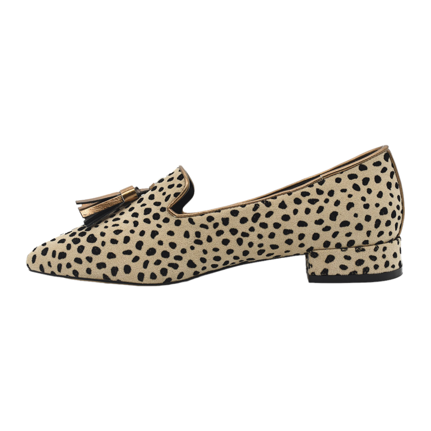Zapato Mocasin Leopardo Borlas Beige Azarey 459G546
