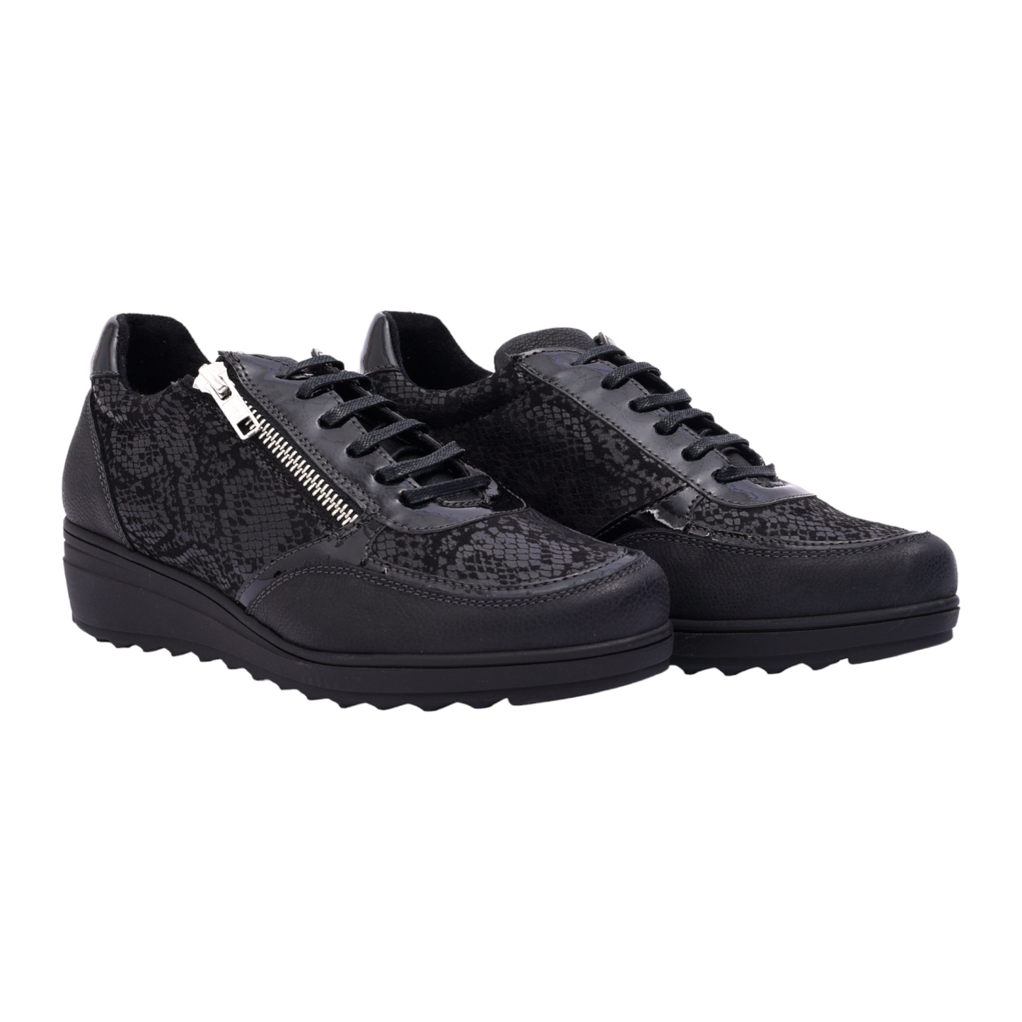 Sneakers Color Negro Con Cremallera Baerchi 55051