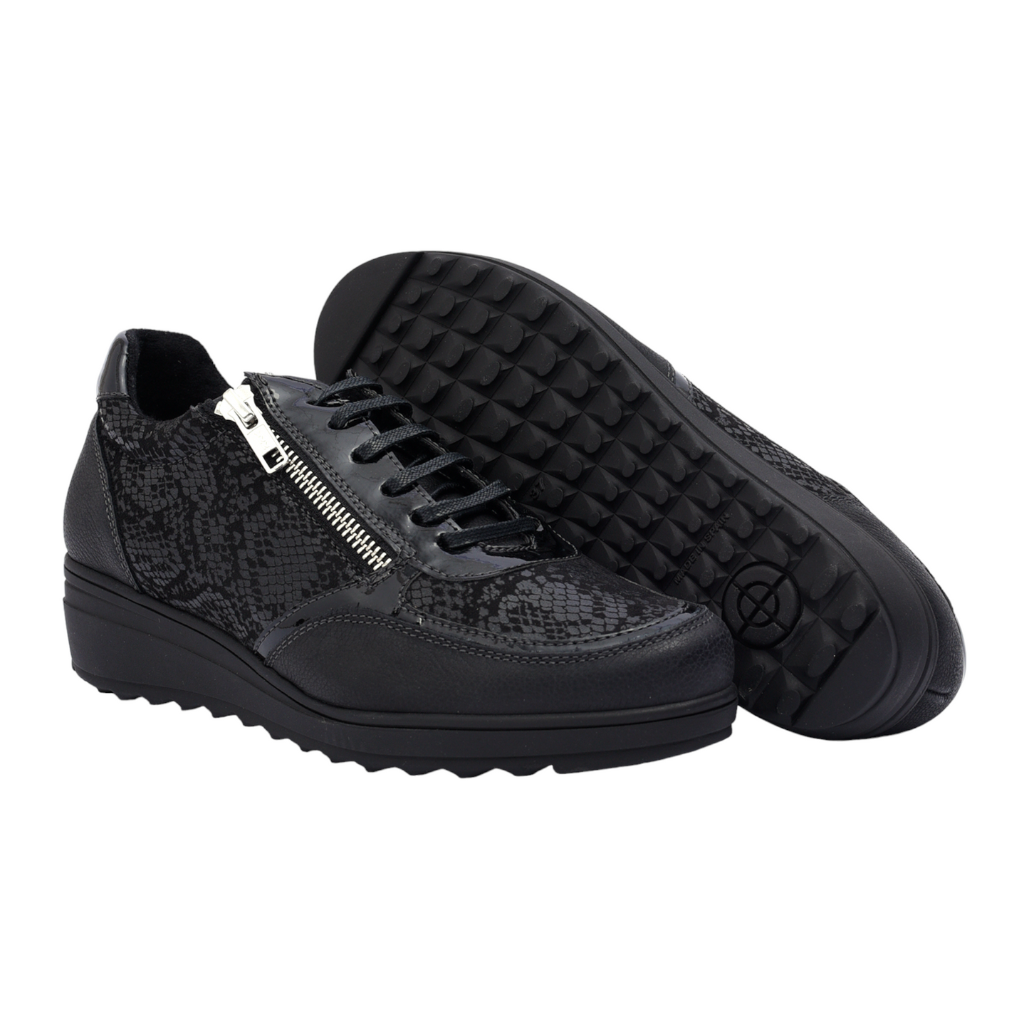 Sneakers Color Negro Con Cremallera Baerchi 55051