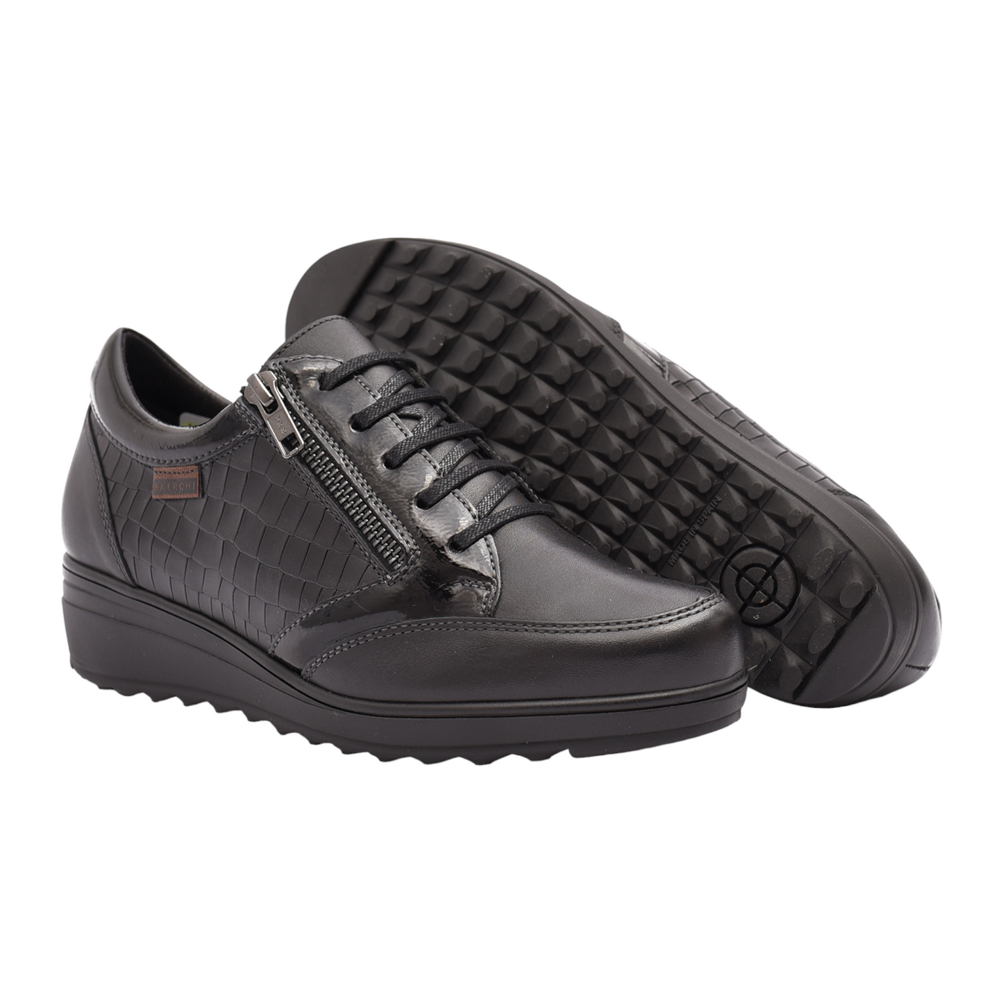Sneakers Color Negro Con Cremallera Baerchi 55053