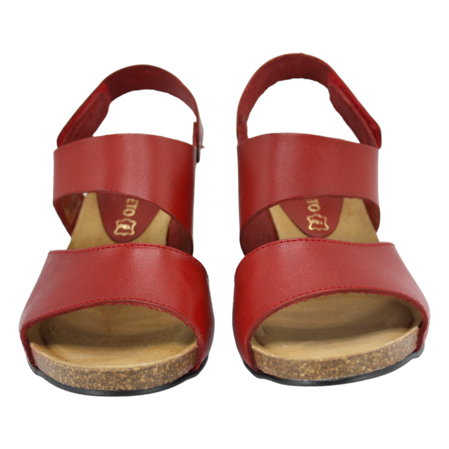 74381 Sandalia En Color Rojo Con Suela Bio Y Cierre Velcro