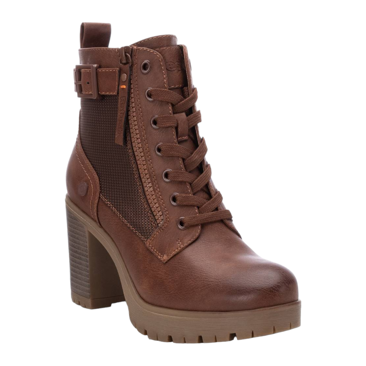 Botin Marron Tacon Cordones Cremallera  Refrehs 17123201