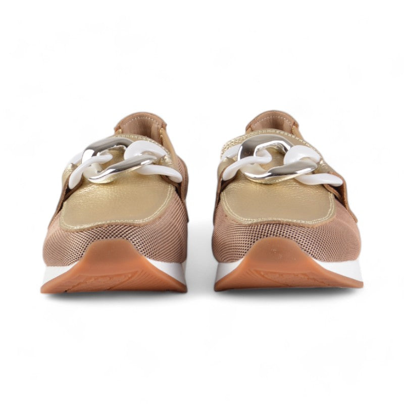 Mocasin Cuero Oro Con Cadena The Happy Monk Vanity 011