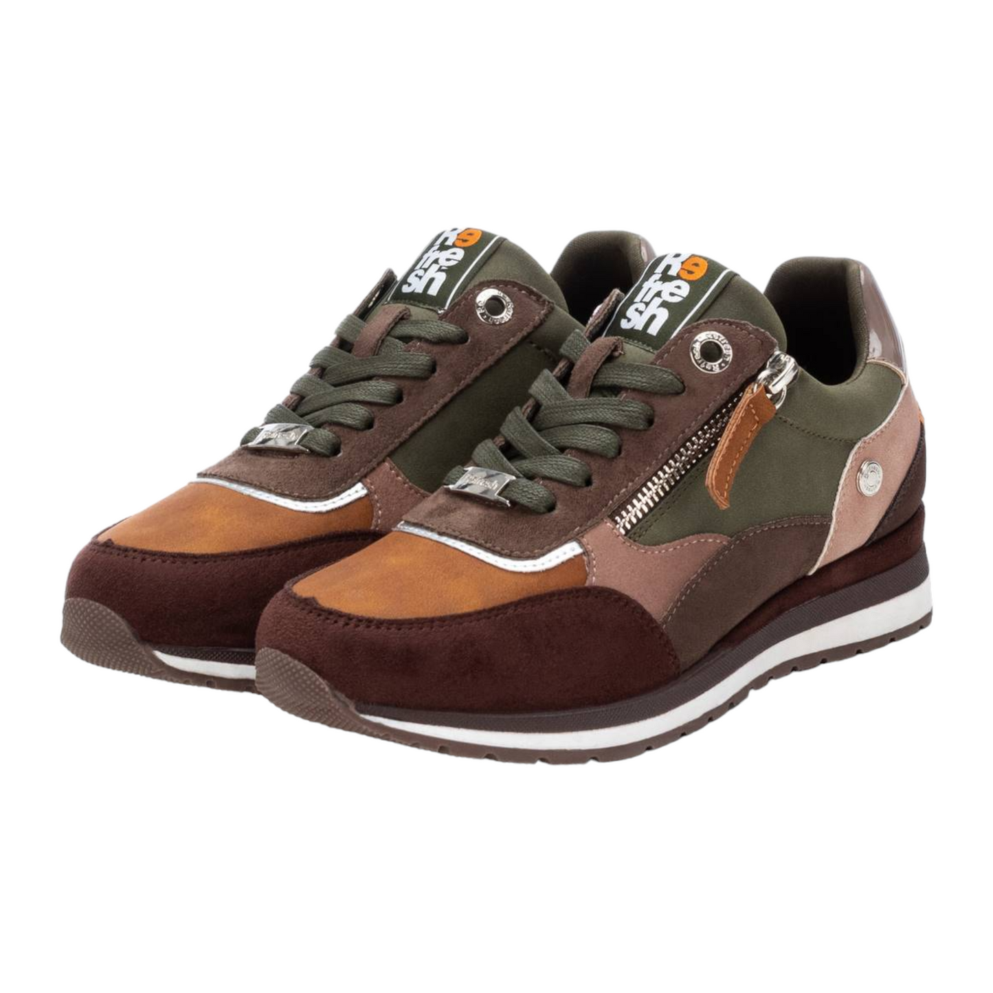 Zapatilla Sneakers Cordones Cremallera Multicolor Kaki Refresh 17140104