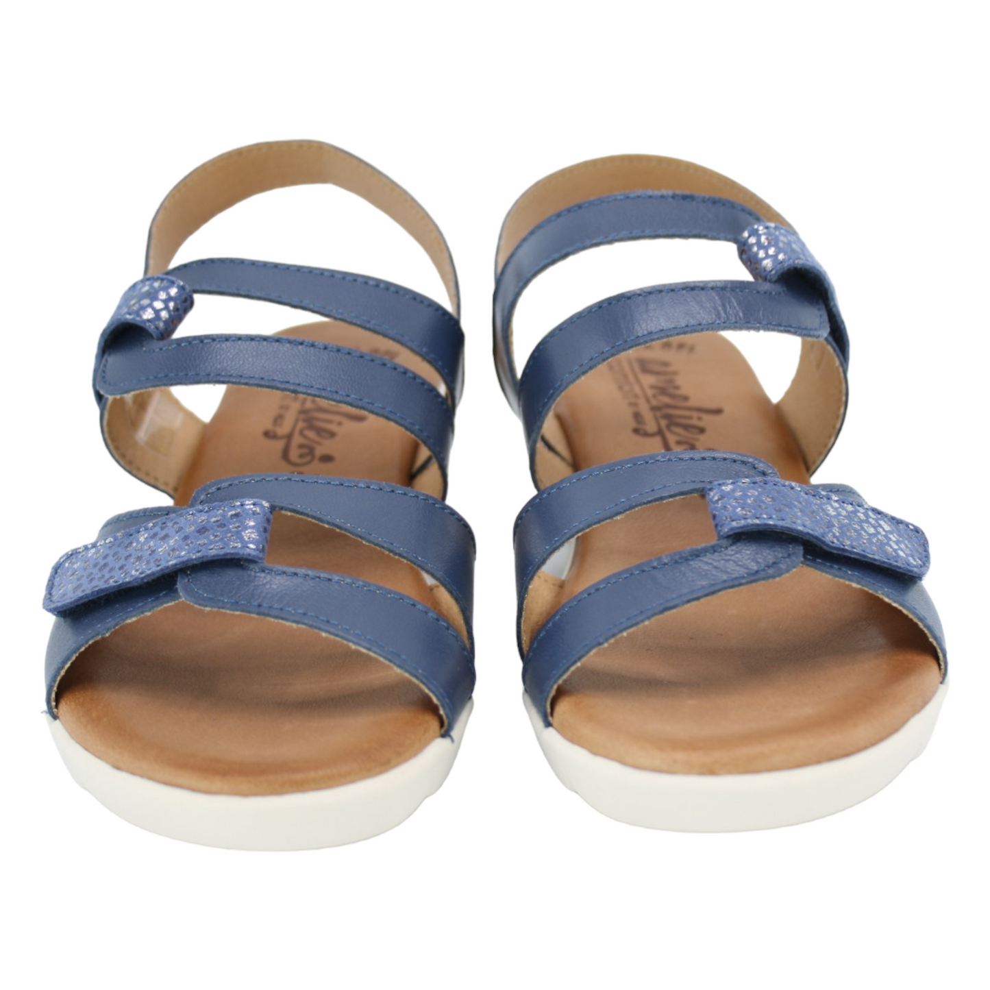 Amelie 855 Sandalia Azul Con Cuña y Velcros